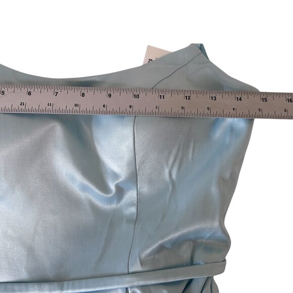 Strapless Light Blue Satin A-Line Formal Gown Size 4 Dress by COLORS 2182 - Picture 11 of 12
